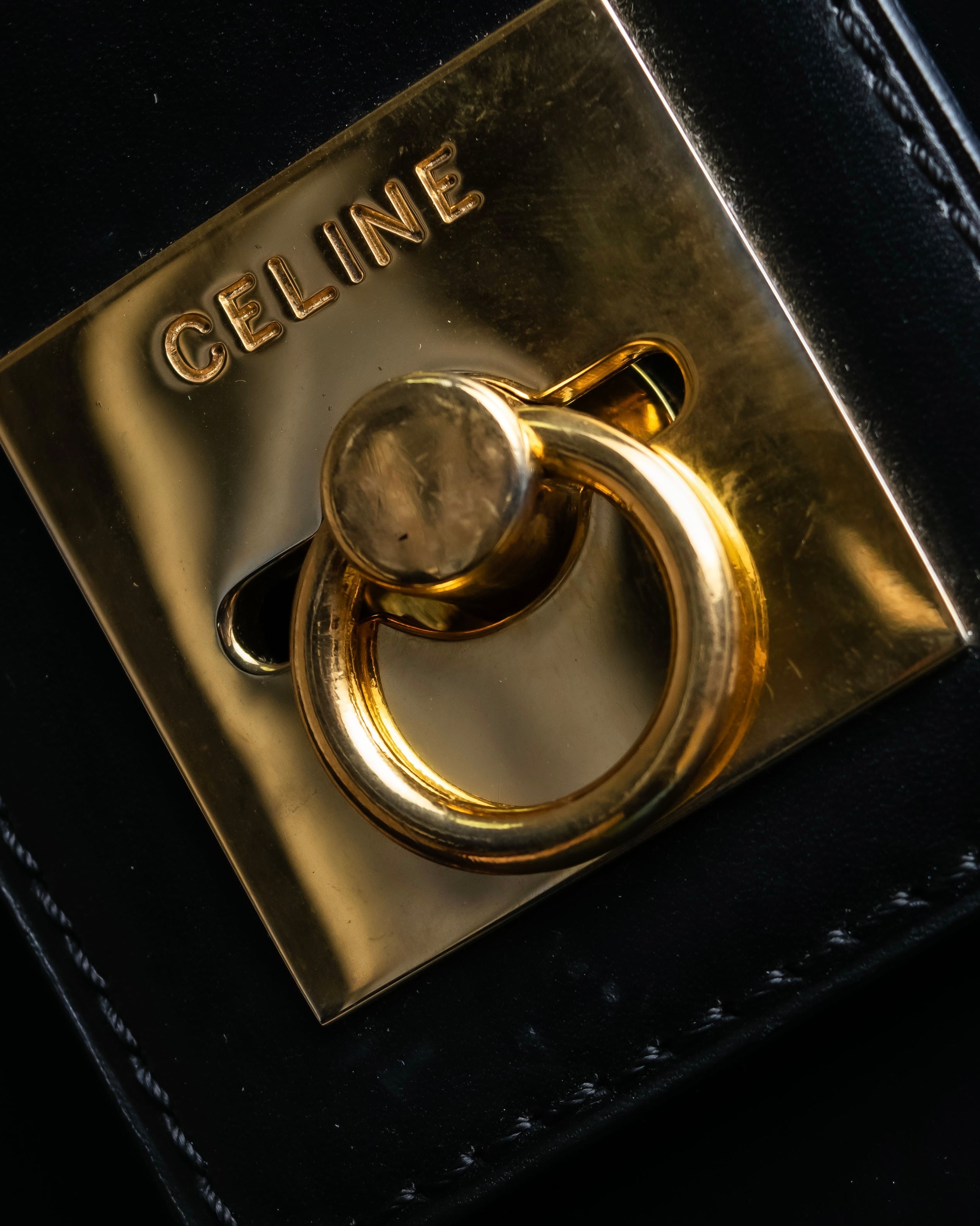 "CELINE" Ringlock design leather hand bag