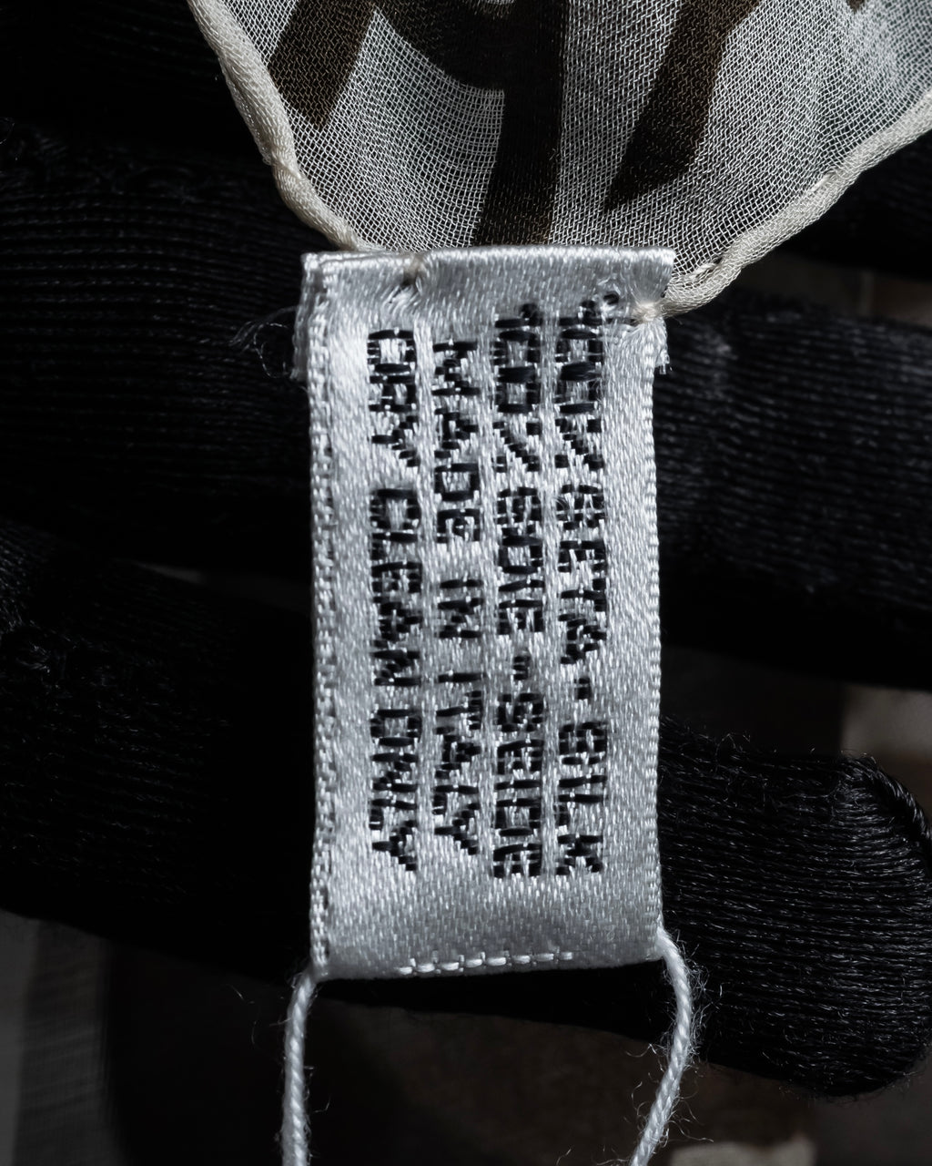 "CHANEL" 90's Square icon logo pattern sheer silk scarf