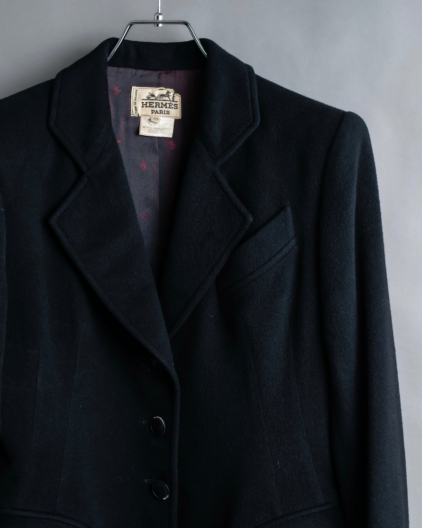 "HERMES" 100% cashmere shaped tailored jacket