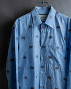 "GUCCI" Michele period elephant pattern sax blue color shirt