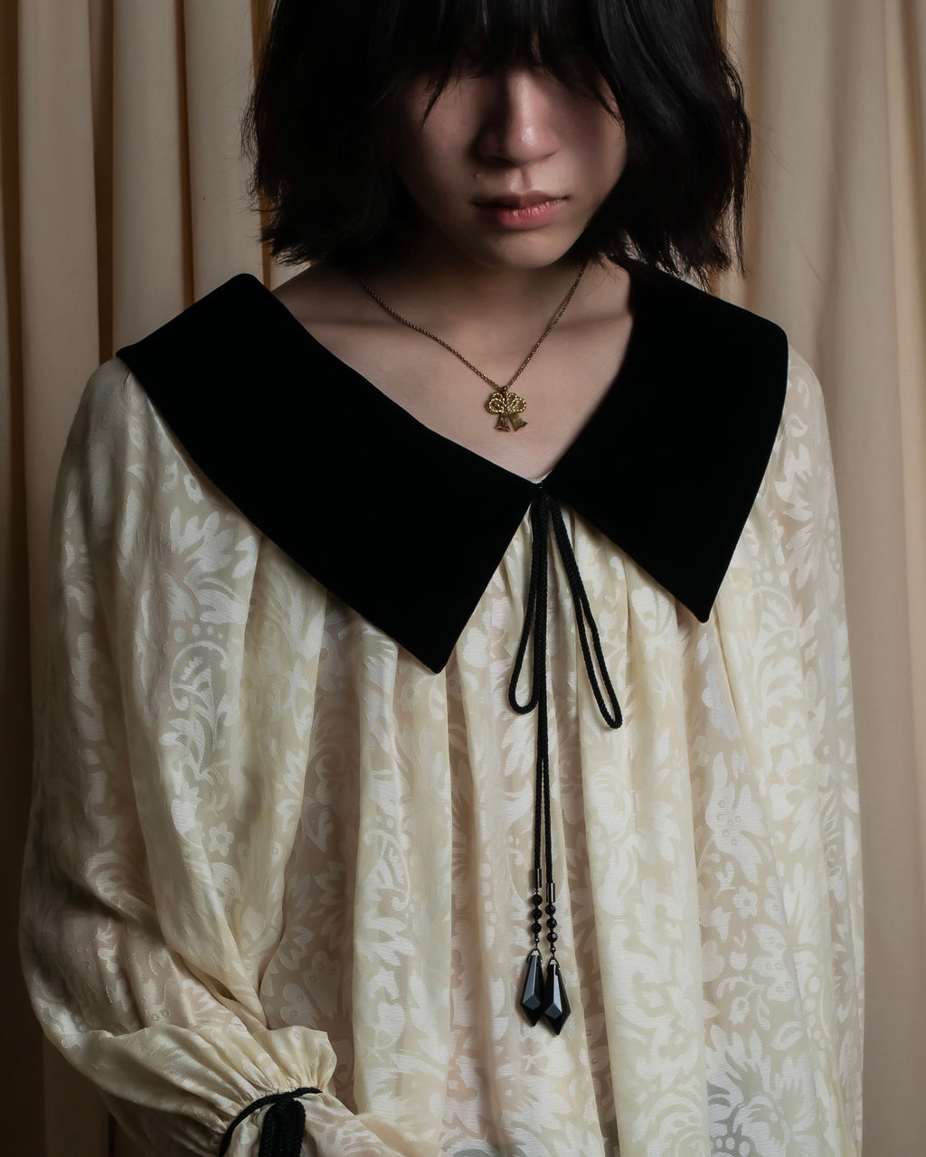 "Christian Dior" Jacquard balloon sleeve dress pullover