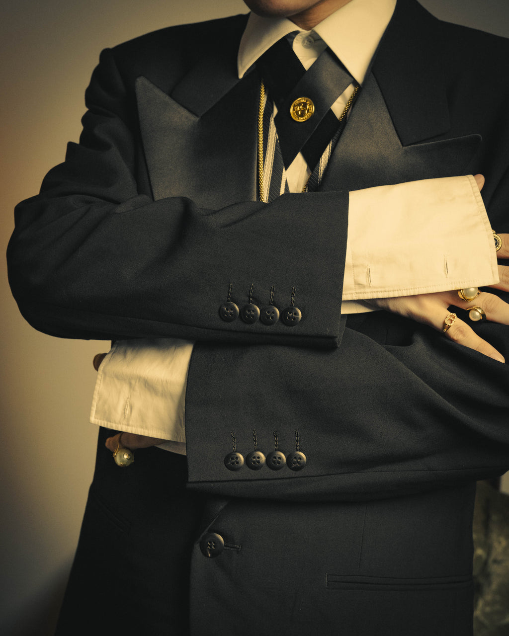 -SPECIAL- “Christian Dior MONSIEUR” 80’s-90’s satin peak-lapel tuxedo jacket