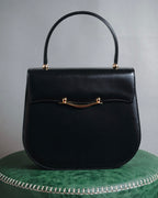 "PIERRE BALMAIN" 80’s-90’s box calf gold bar top handle bag