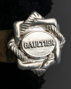 "JEAN PAUL GAULTIER" Logo engraved oval motif silver 925 rope ring
