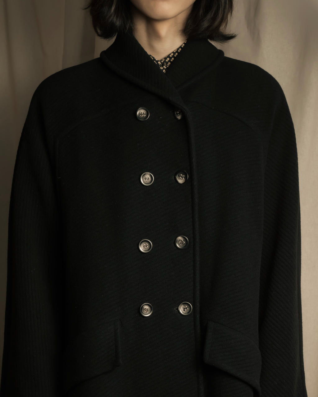 "Valentino Garavani"Shawl collar A-line silhouette long coat