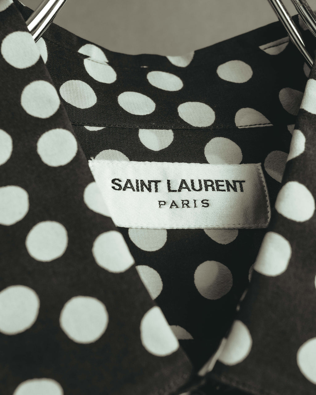 -SPECIAL- "Saint Laurent" 2019-2020 Polka dot silk long sleeve shirt