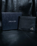 “Prada” Saffiano leather triangle logo wallet