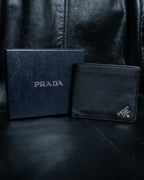 “Prada” Saffiano leather triangle logo wallet