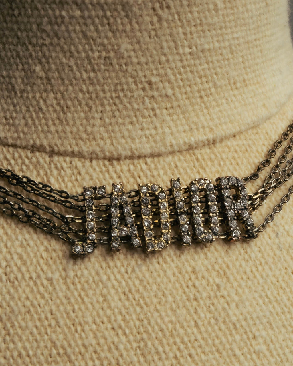 "Christian Dior" Rhinestone logo choker necklace
