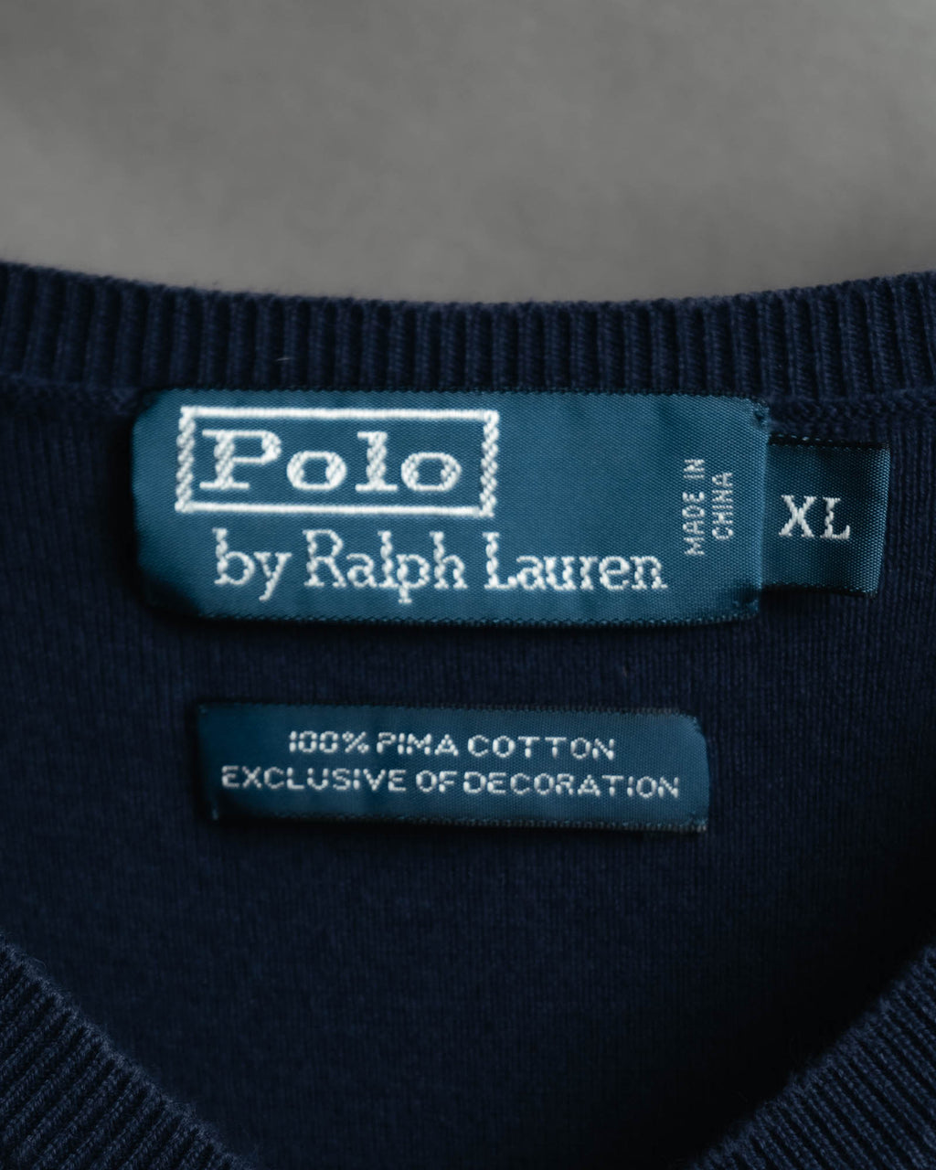 -MOOD MILLÉSIMES- Polo by Ralph Lauren” 90’s-00’s deep navy pima cotton knit vest