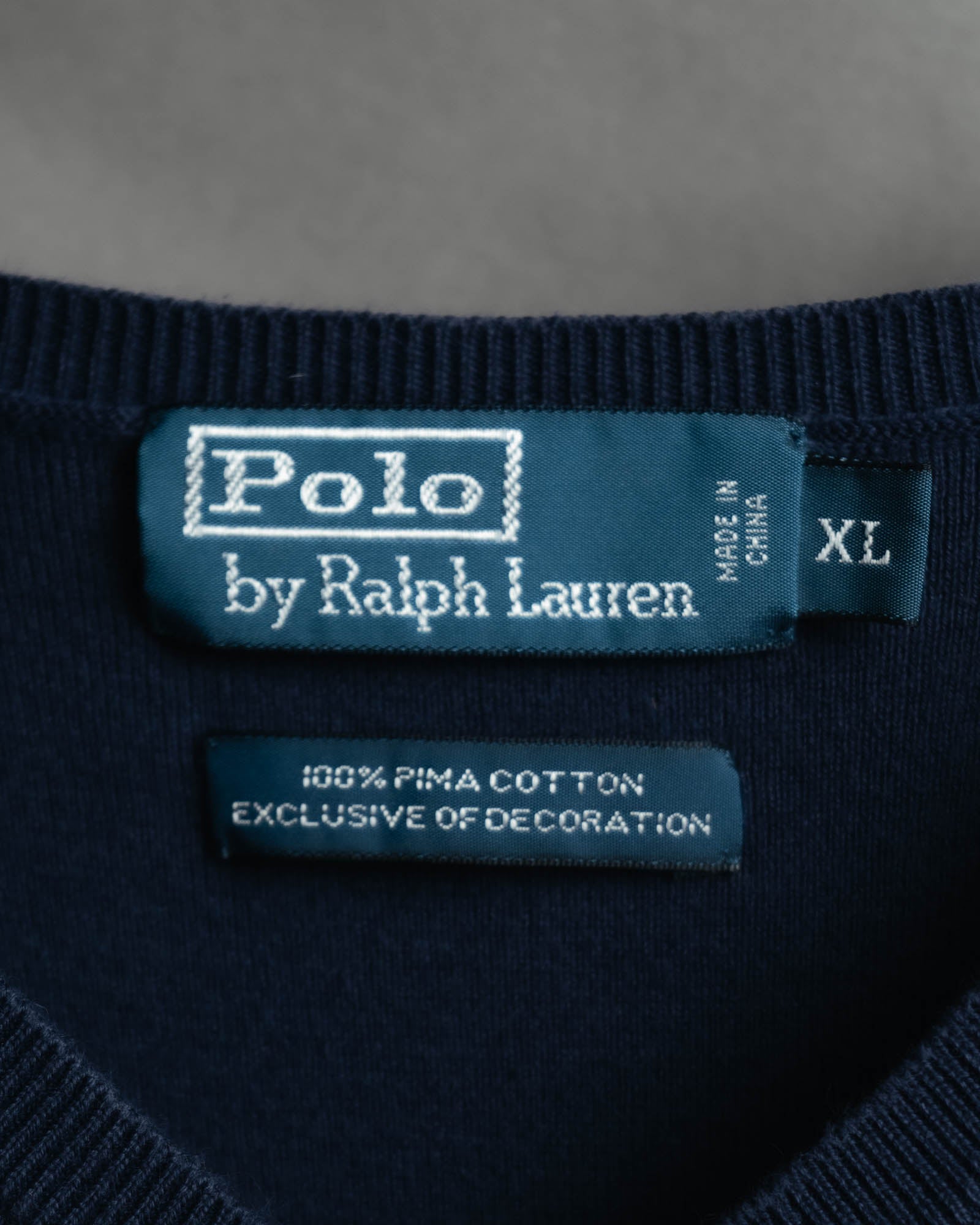 -MOOD MILLÉSIMES- Polo by Ralph Lauren” 90’s-00’s deep navy pima cotton knit vest