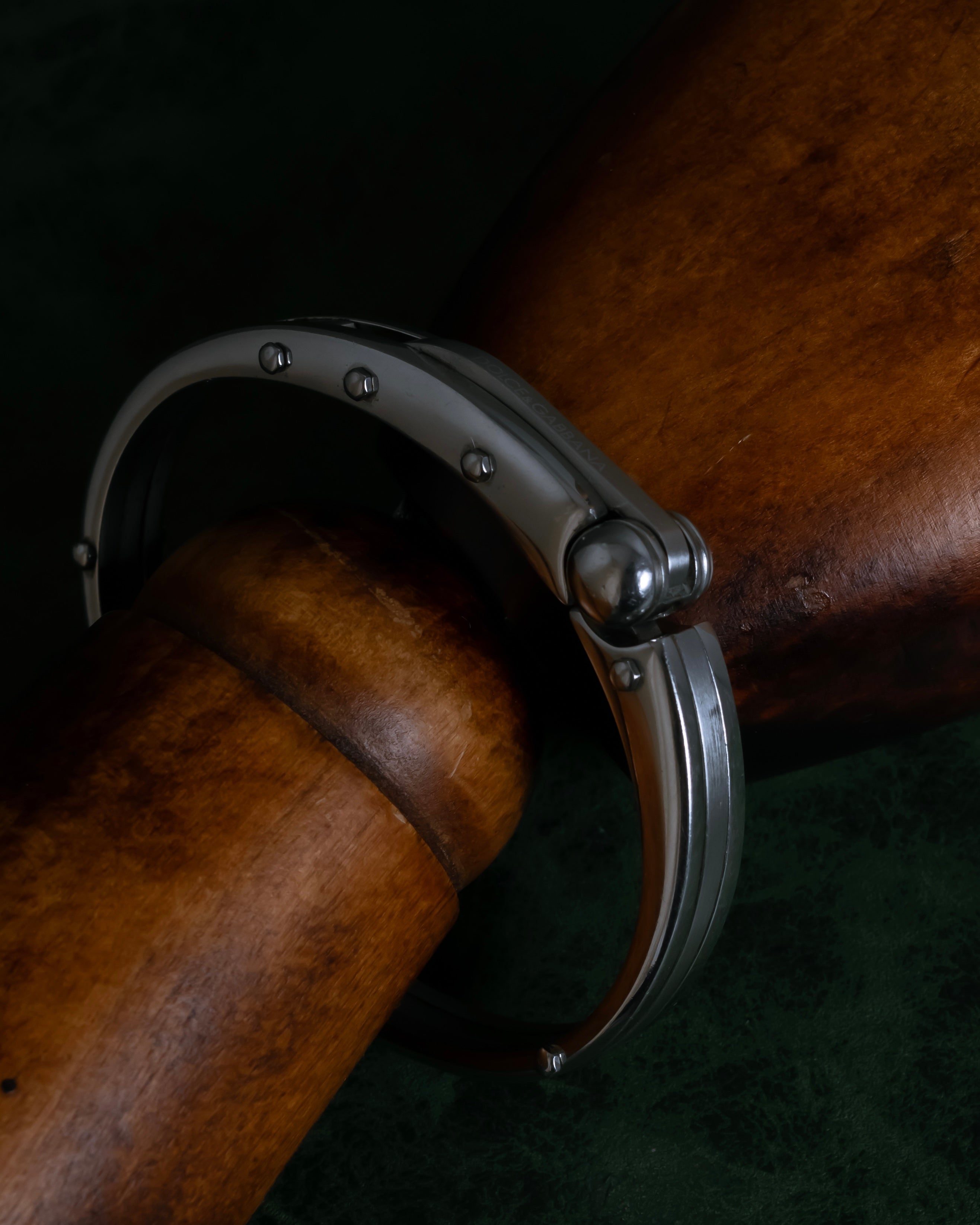 "Dolce & Gabbana" Curved rivet design silver metal bracelet