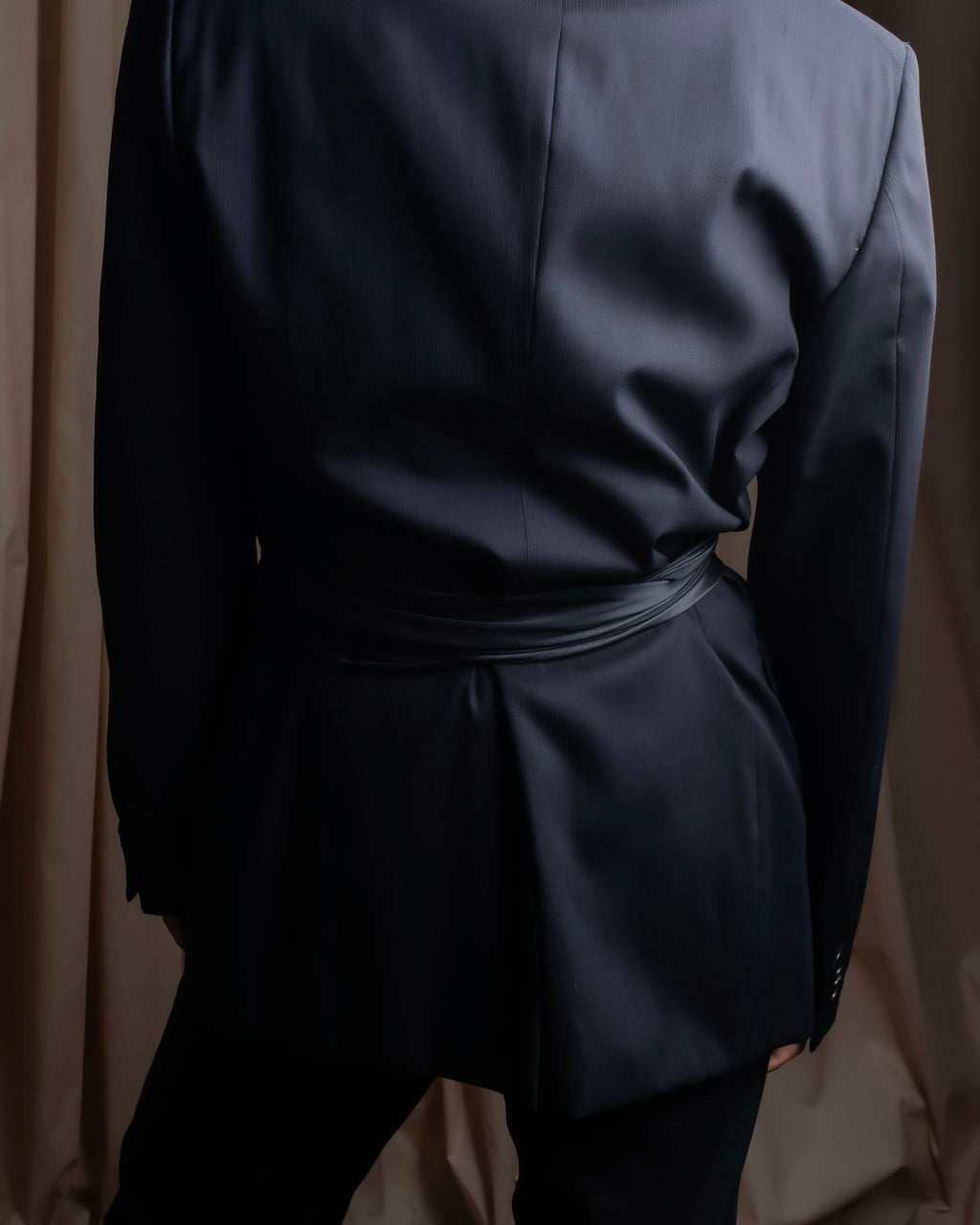 "HERMES" Silk cloth docking leather waist mark belt