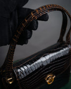 –SPECIAL– “GUCCI” 50’s-60’s Crocodile leather top handle bag