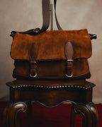 -SPECIAL- "Yves Saint Laurent" 00's Luxurious shearling double buckle messenger bag