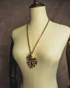 -SPECIAL- "Yves Saint Laurent" 90's-00's Sculptural coral motif crystal pendant necklace