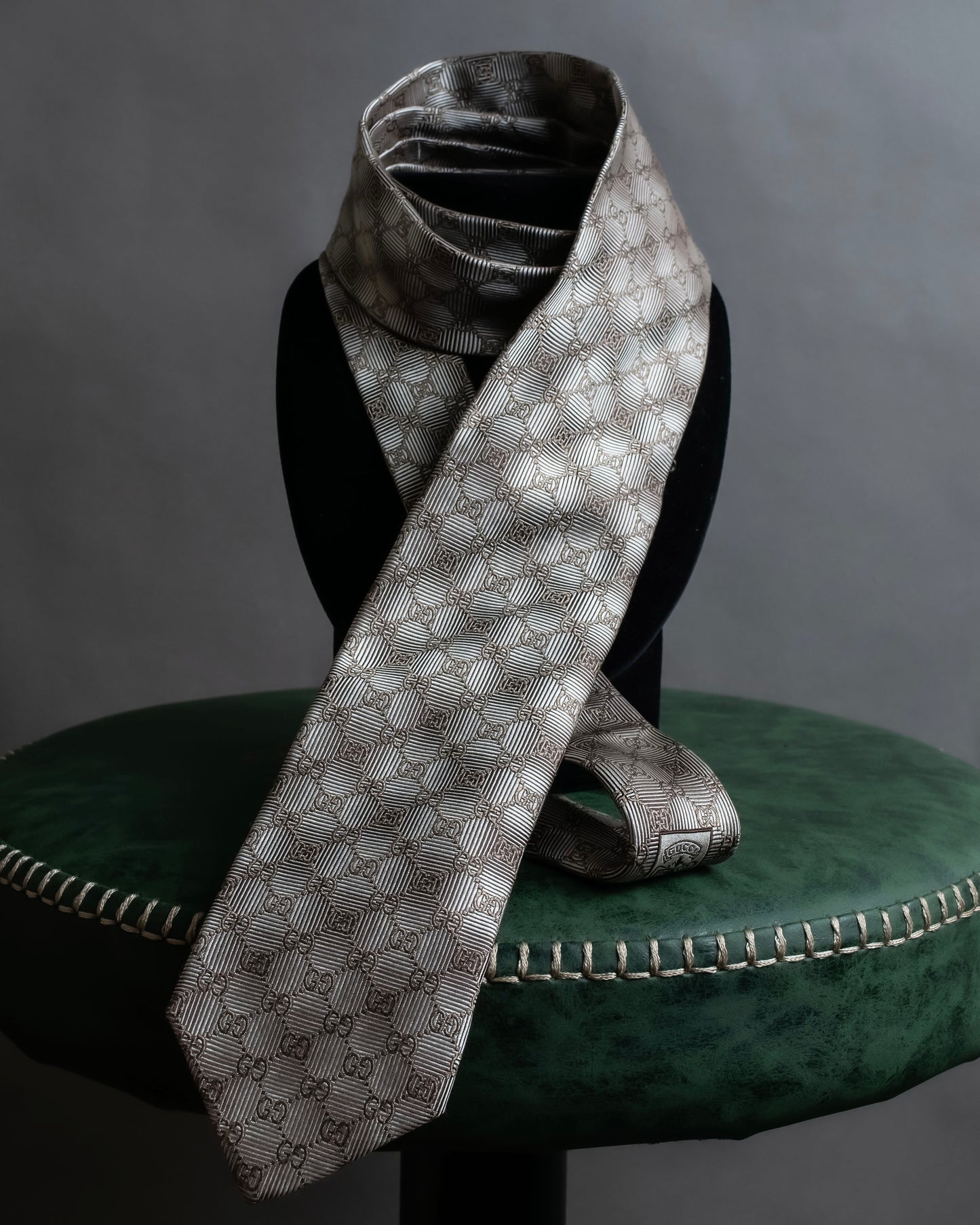 "GUCCI" GG pattern jacquard weave neck tie