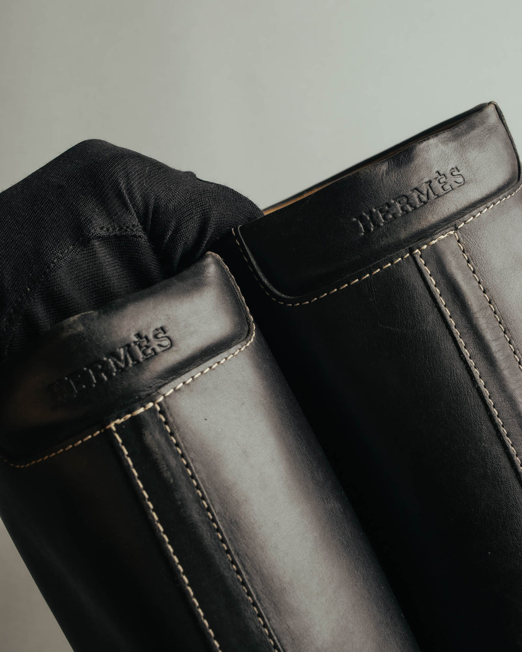 "Hermès" 90's-00's Minimal leather knee-high boots