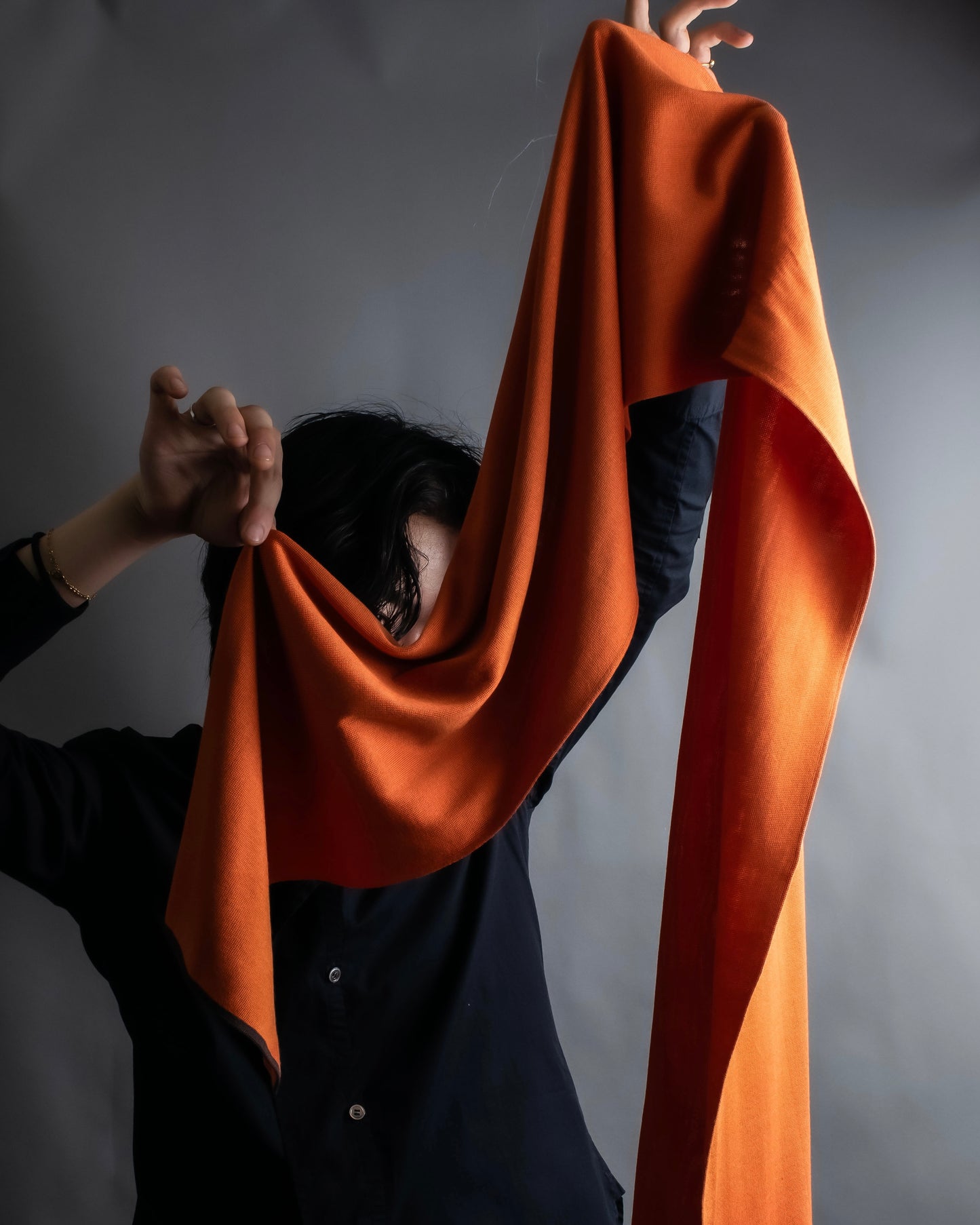 "HERMES" Hermes orange color silk stole