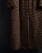 "BURBERRYS" Houndstooth pattern belted stand collar coat