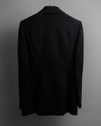 "HERMES" 90's classic detail dark blue tailored jacket