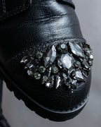 "Jimmy Choo" Bejeweled leather long boots