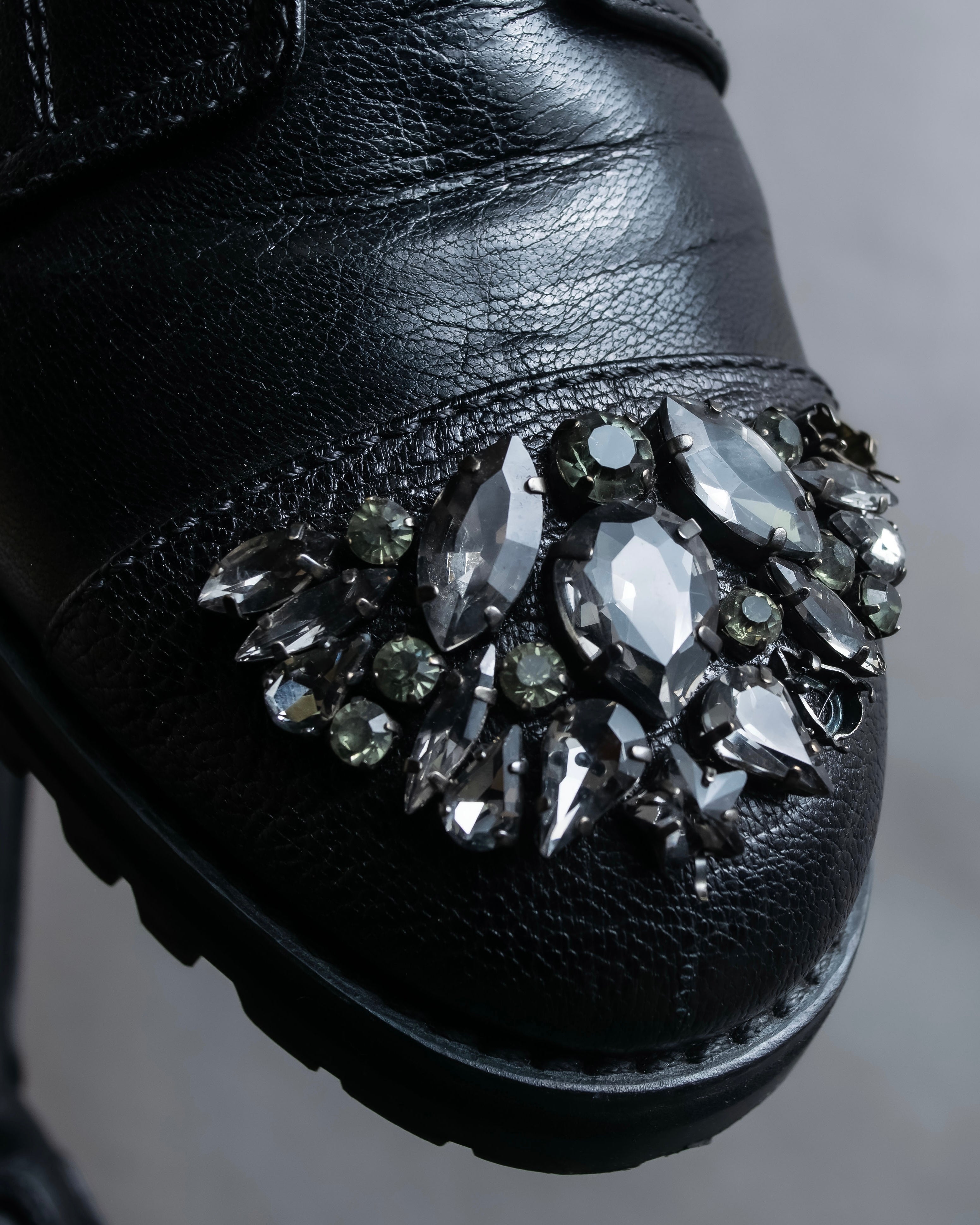 "Jimmy Choo" Bejeweled leather long boots