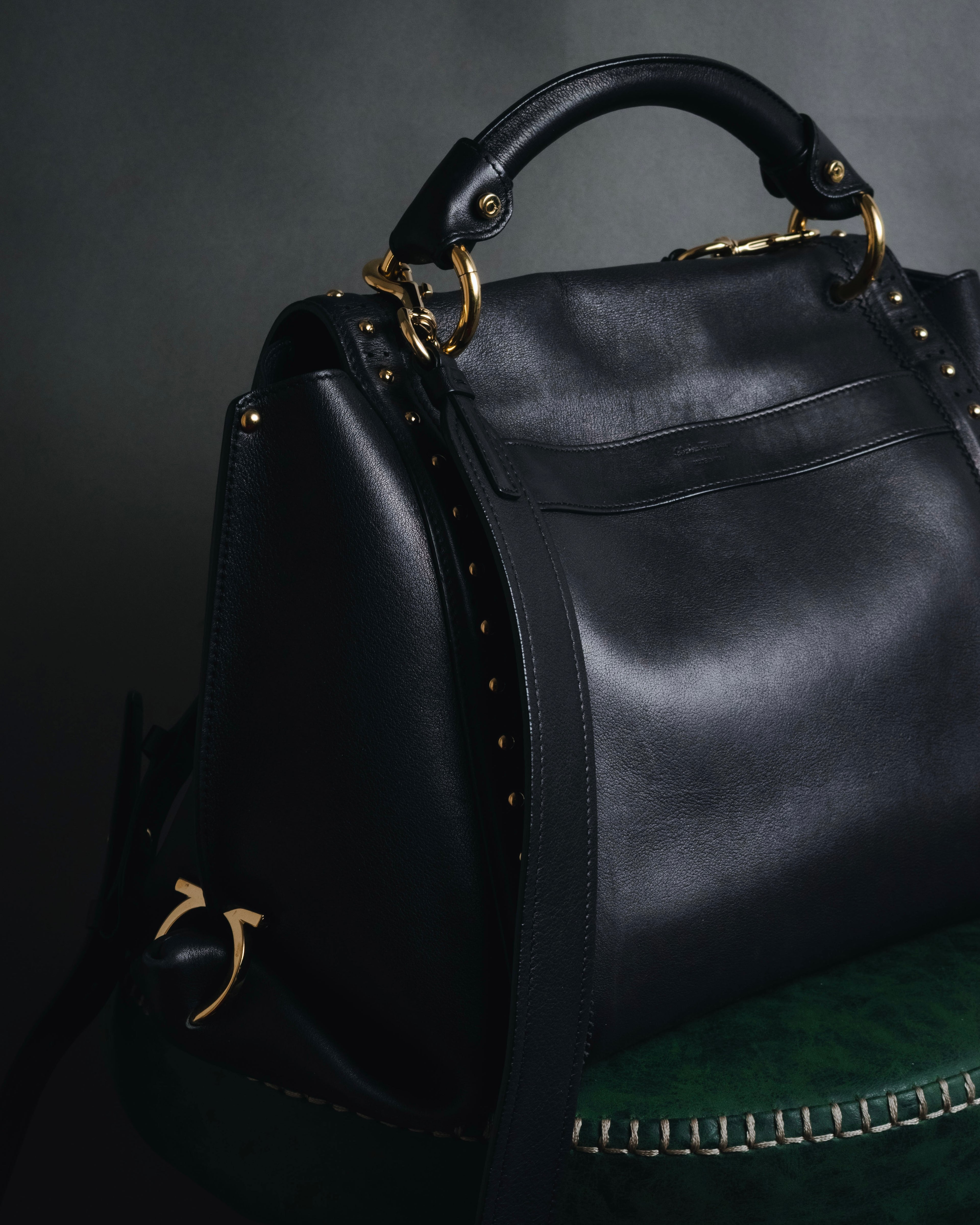 Salvatore Ferragamo Studded Gancini Top Handle Bag