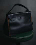 "YVES SAINT LAURENT" 2008-2012 Muse to icon clasp leather and canvas top handle bag