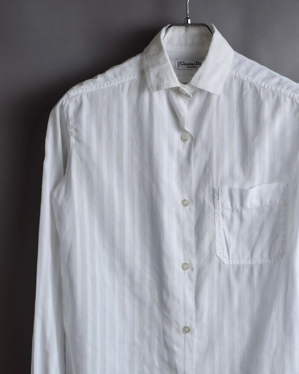 "Christian Dior" 90's Logo engraved striped shirt