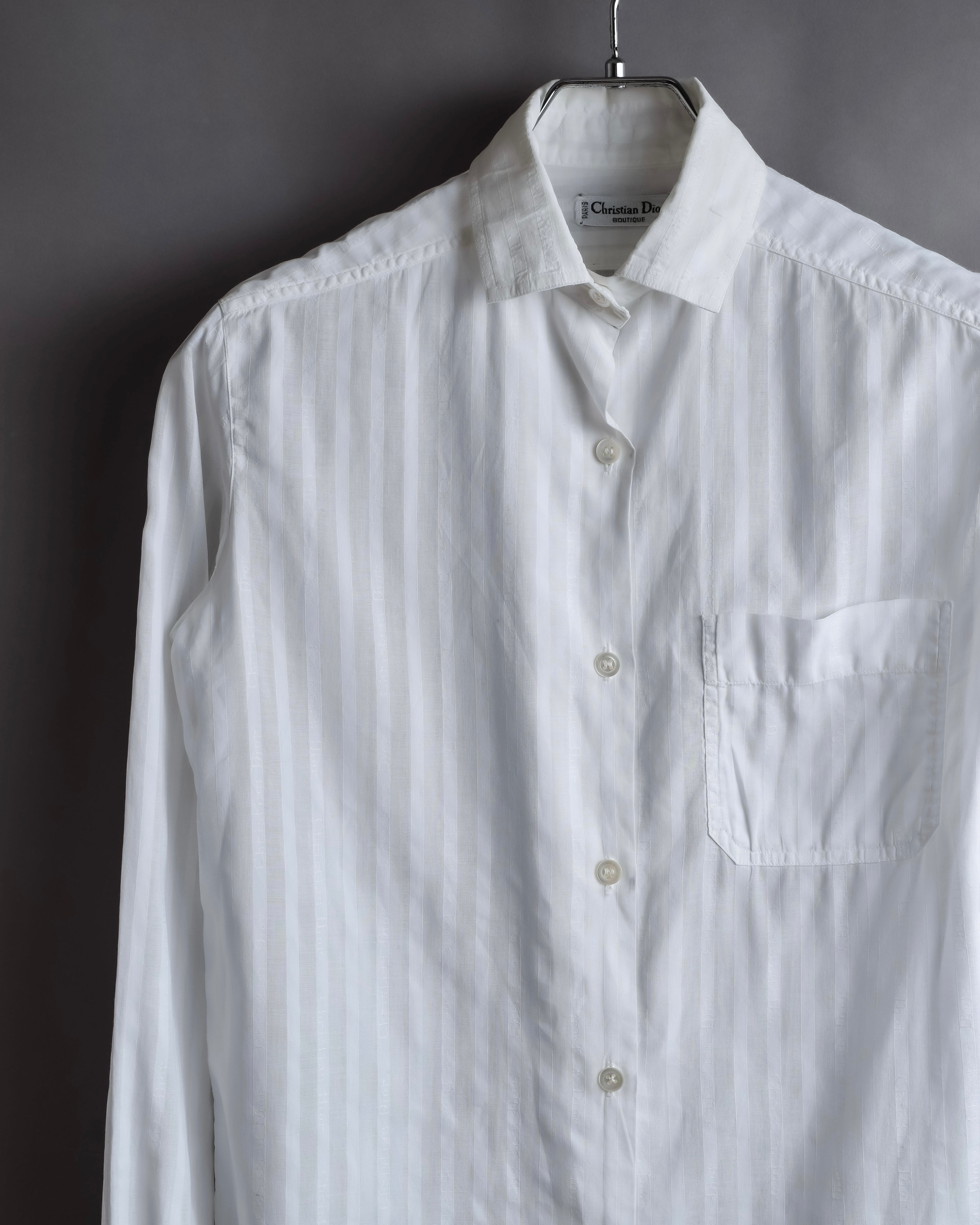 "Christian Dior" 90's Logo engraved striped shirt