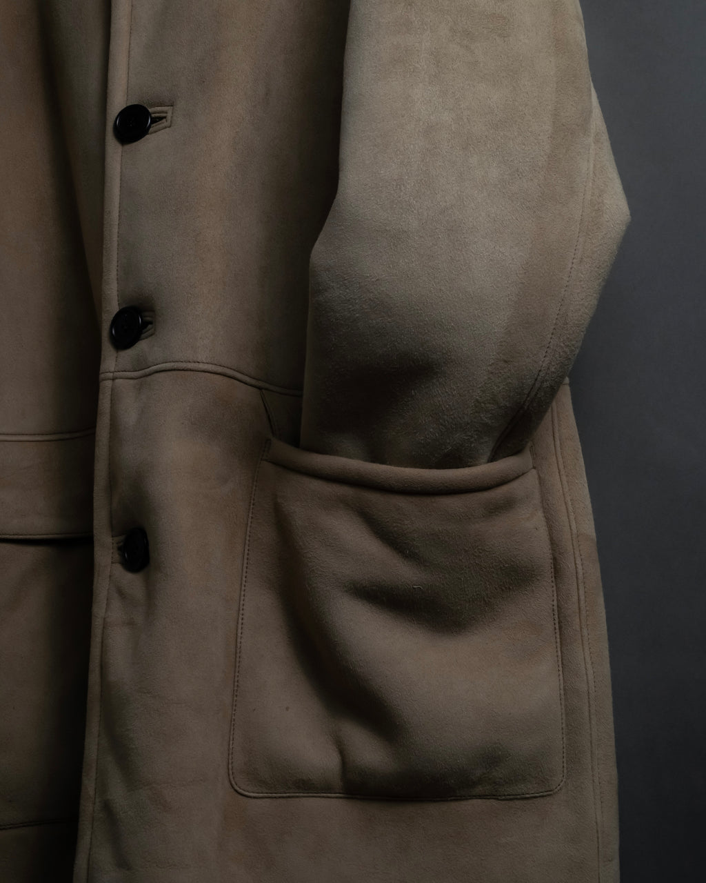 -SPECIAL- "LOEWE" 90's-10's Fur collar cordero lambskin long coat