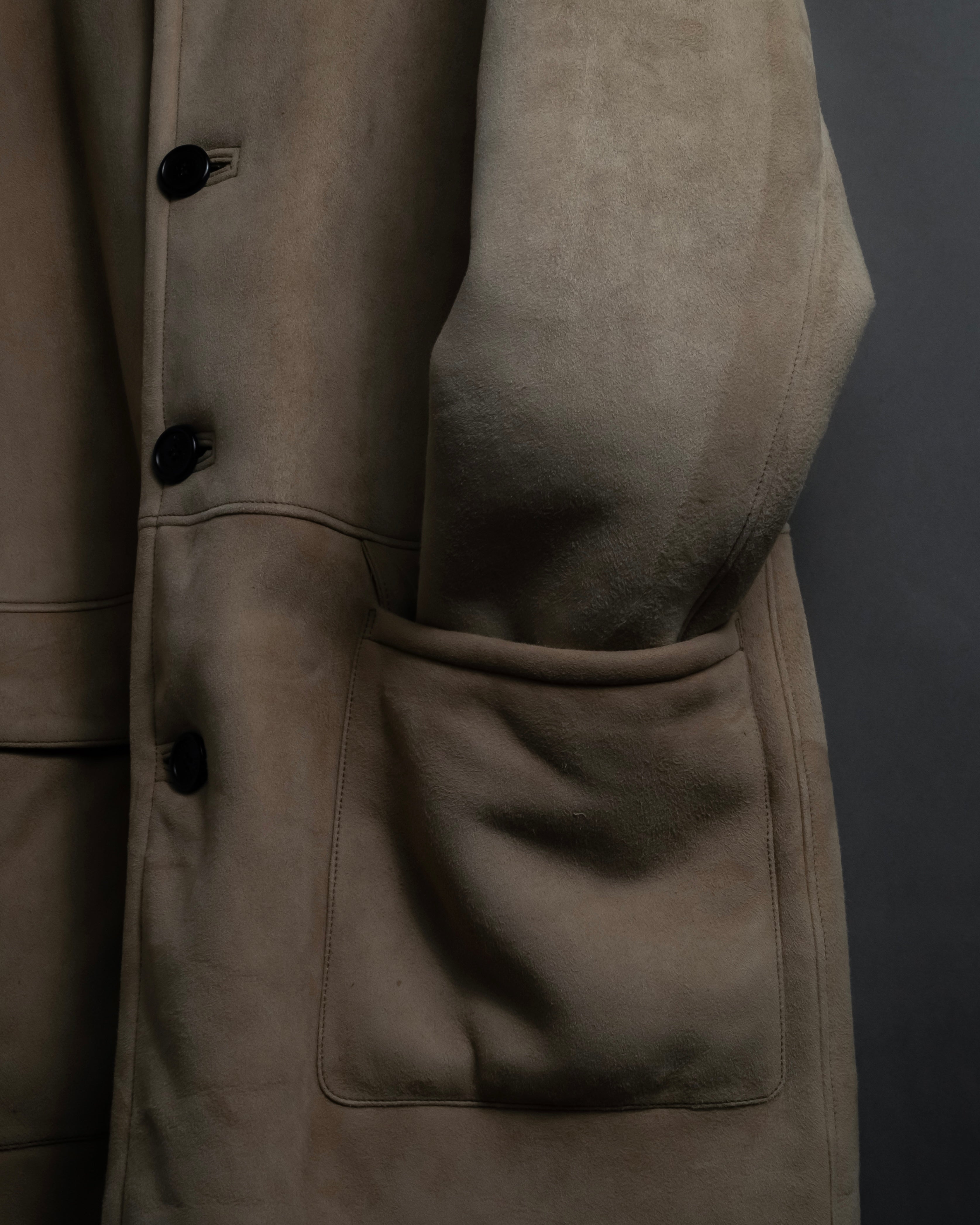 -SPECIAL- "LOEWE" 90's-10's Fur collar cordero lambskin long coat