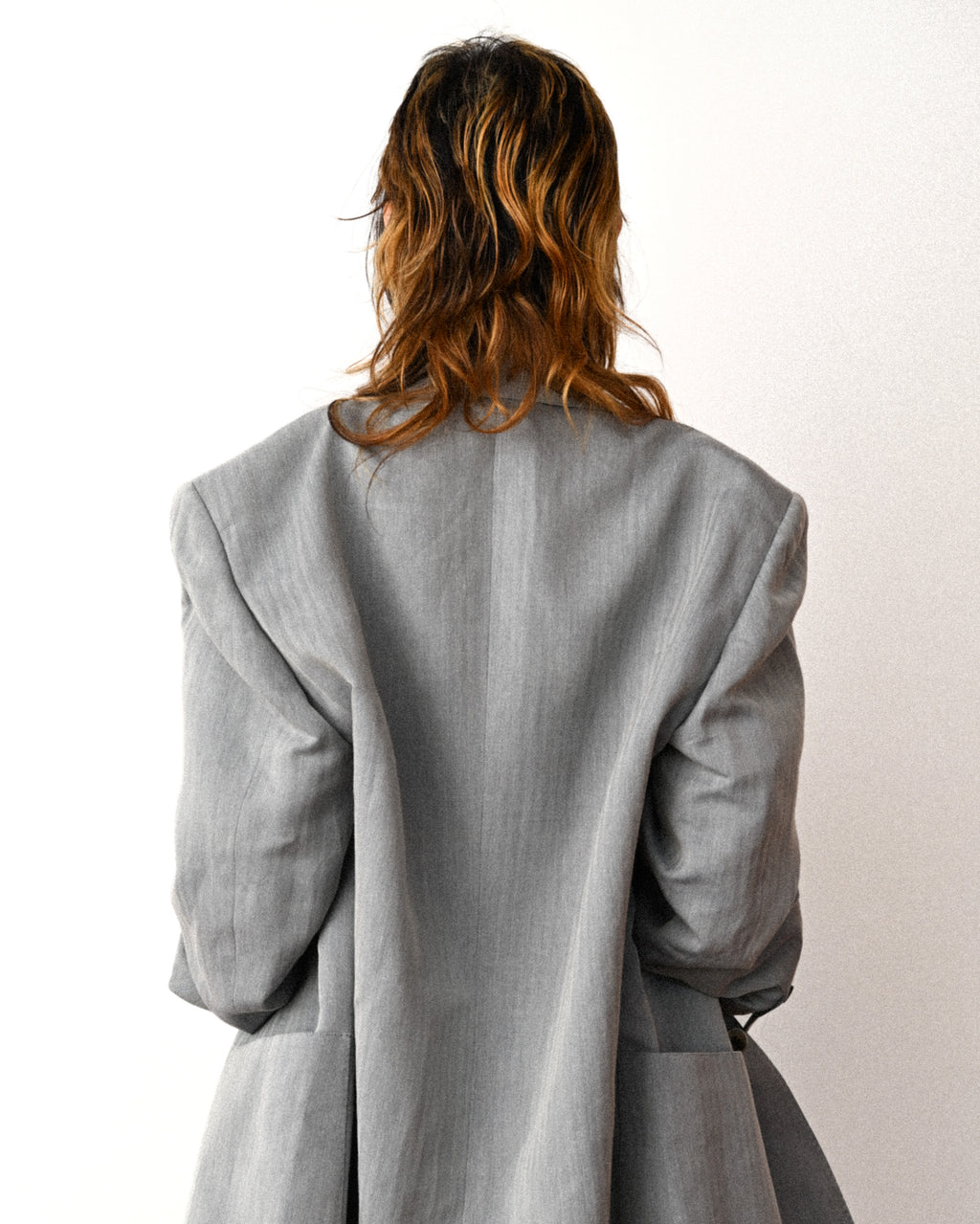 Carven/ Single Breasted 2B Herringbone Oversized Tailored Jacket Gray