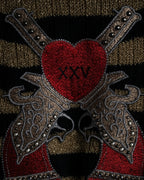 "GUCCI" 17-18aw striped lurex emblem knit sweater