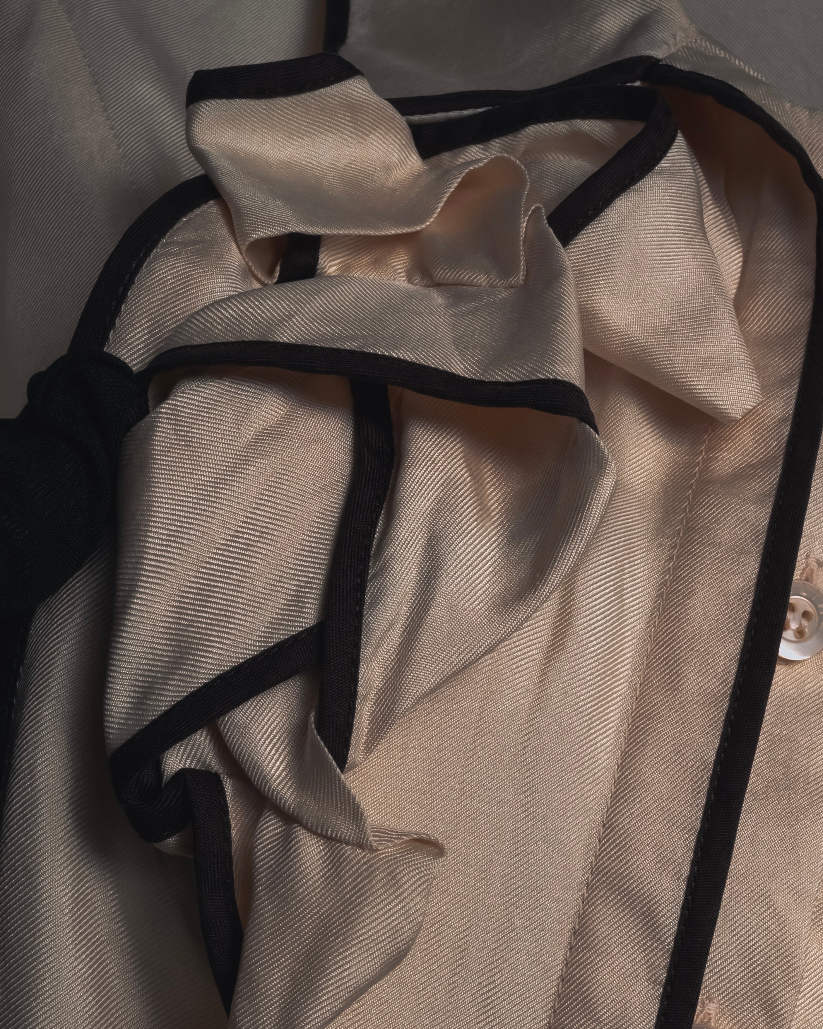 "CELINE" 00’s Piped ruffle silk blouse