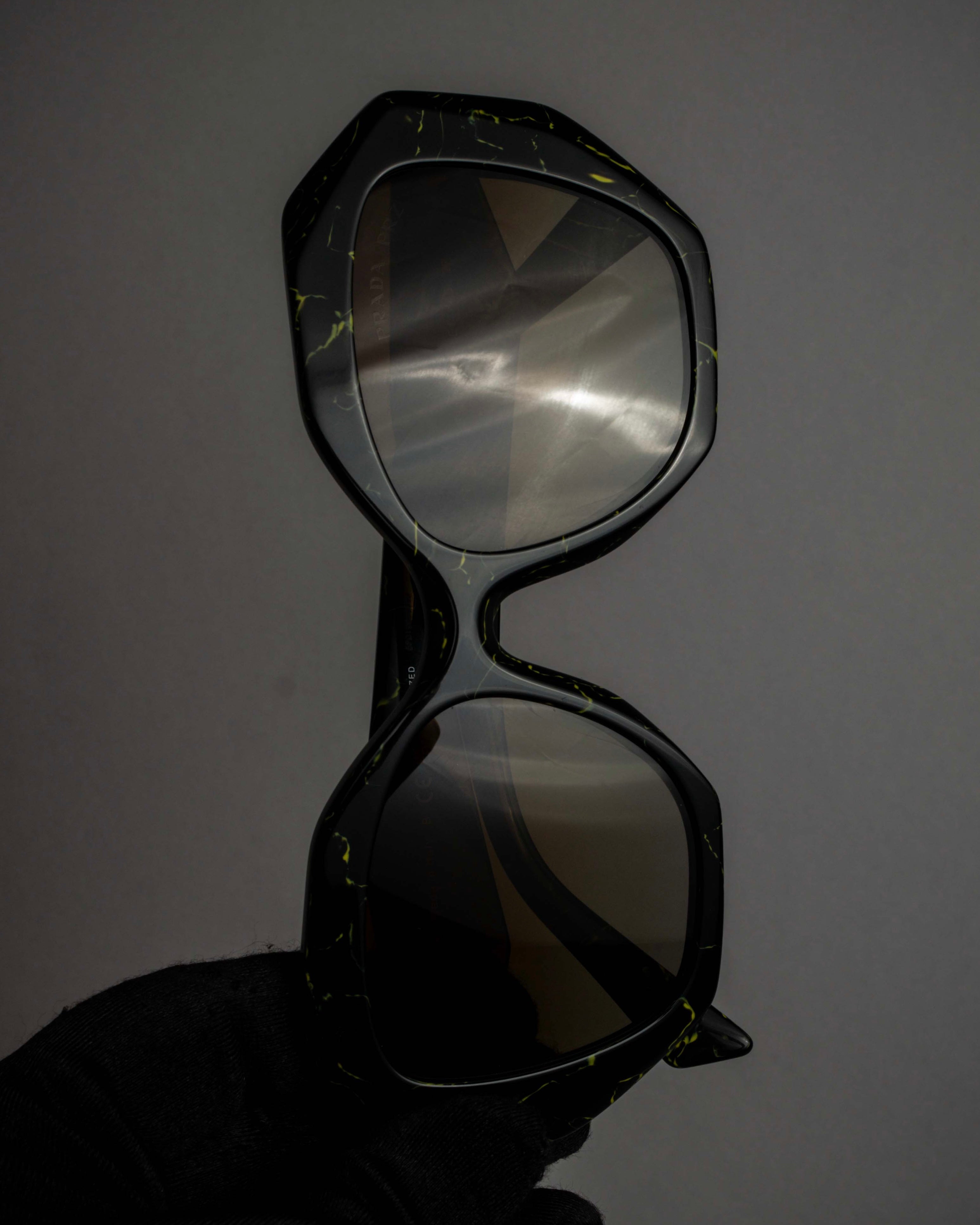 "PRADA" Yellow marble acetate sunglasses