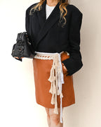 LOEWE by Jonathan Anderson/ Lamb Leather Rope Trim Mini Skirt
