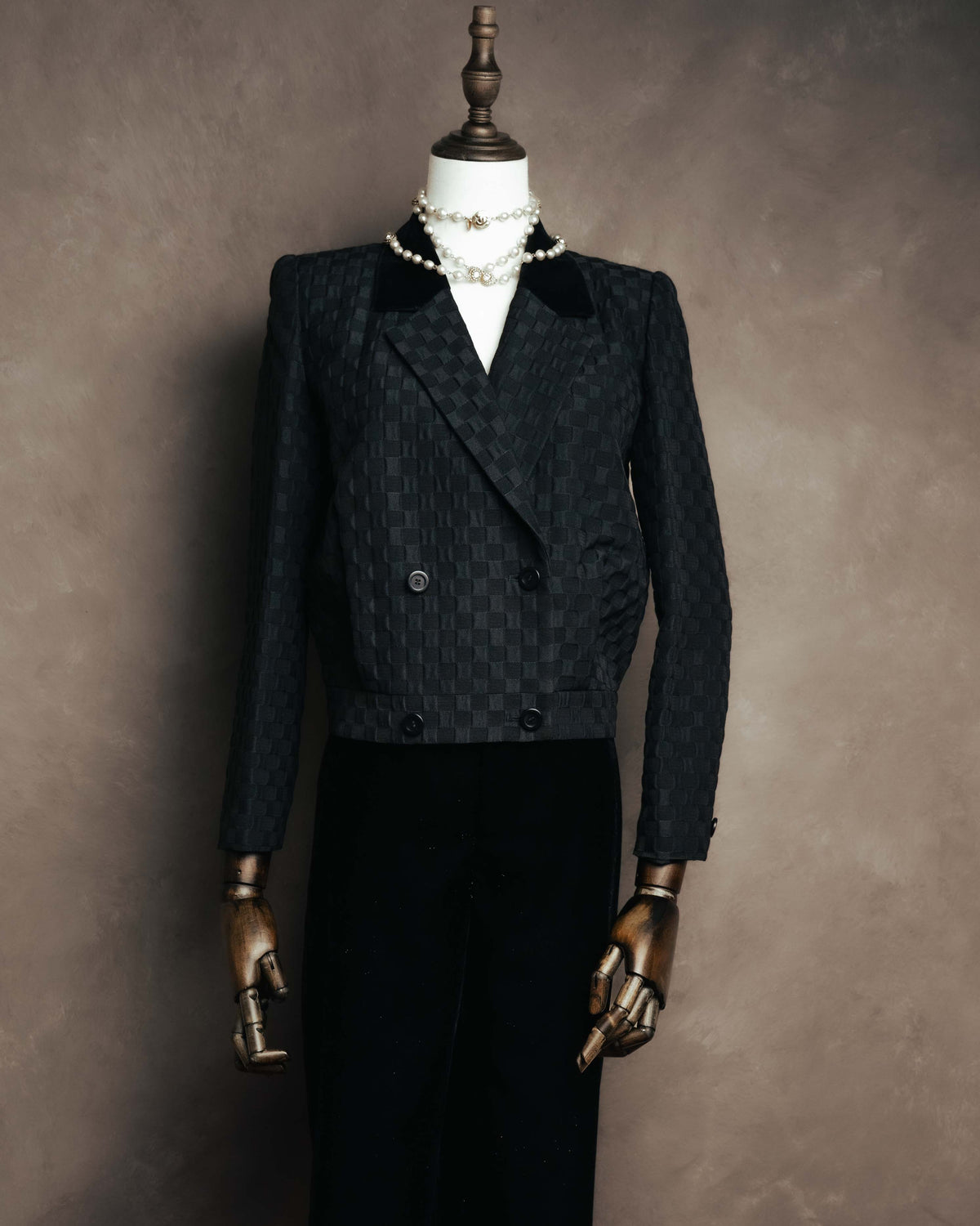 "Christian Dior" 80's-90's Jacquard double-breasted cropped jacket