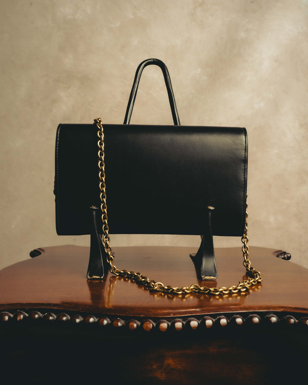 -SPECIAL- “Saint Laurent” 20’s Le Maillon smooth leather chain wallet