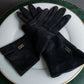 "HERMES" H motif design suede leather gloves