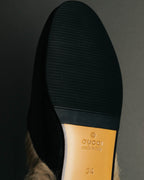 "GUCCI" Fur lined horsebit backless loafer