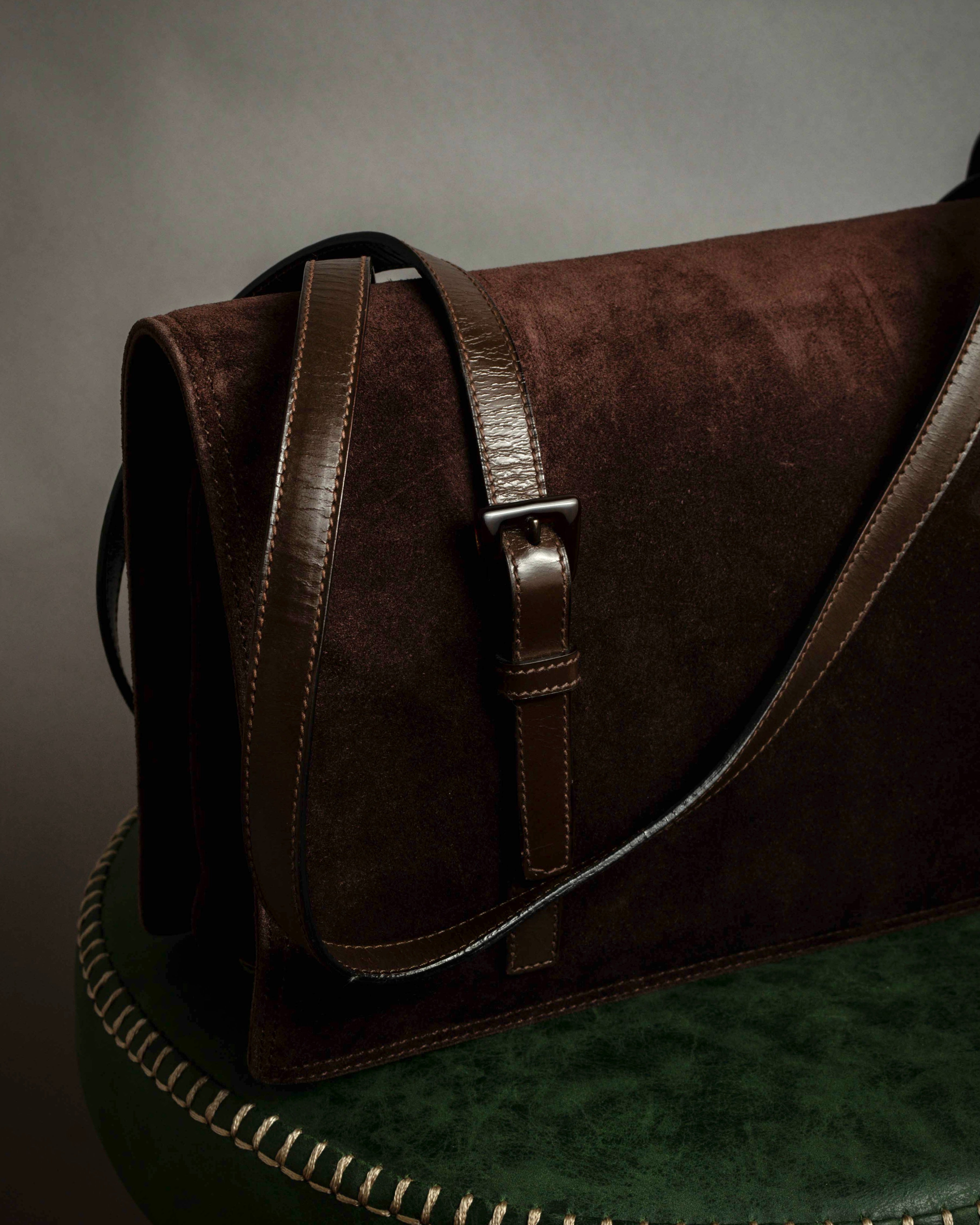 "PRADA" Leather loop strap design suede leather bag
