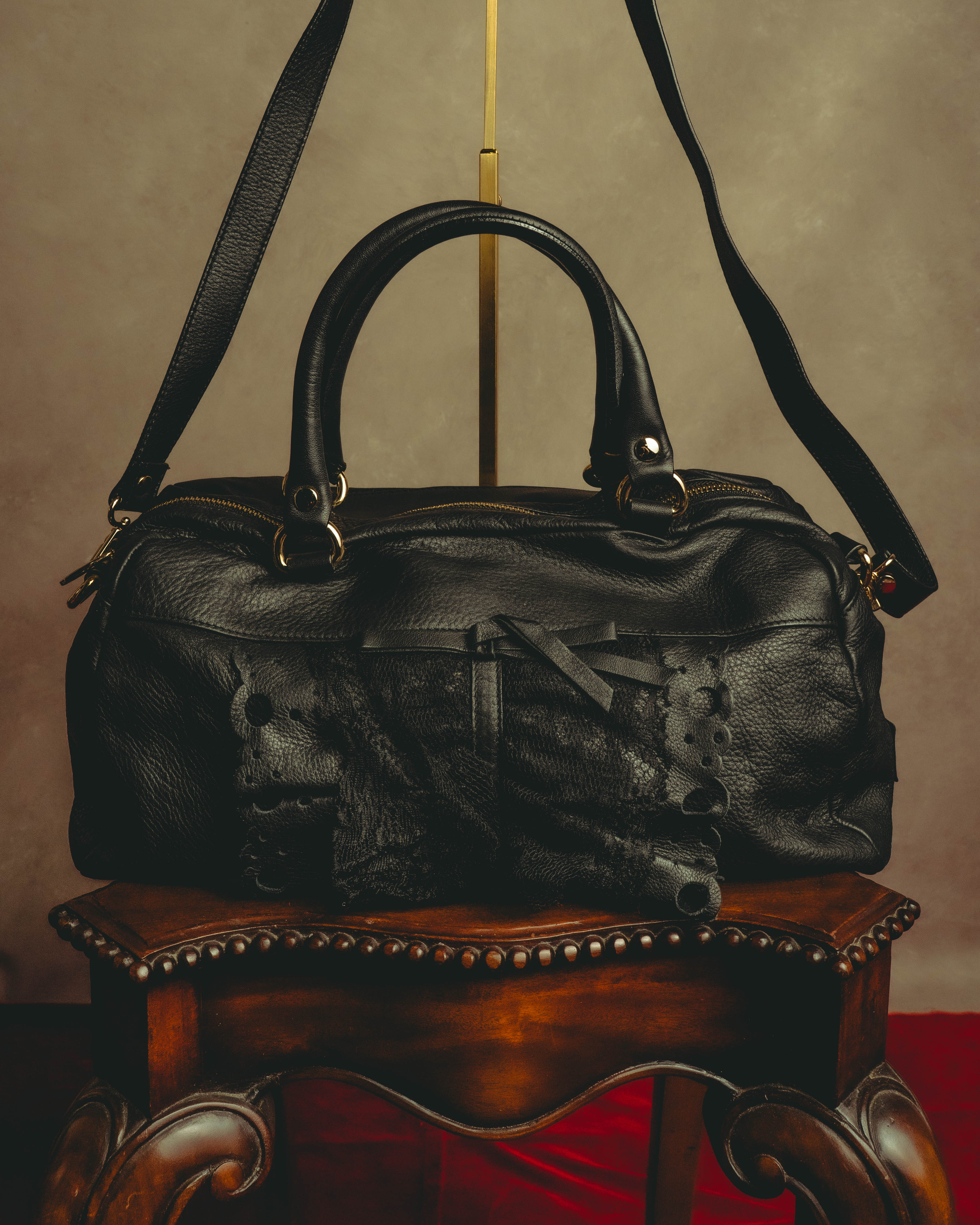 “RED VALENTINO” 2010’s lace bow leather two-way bag