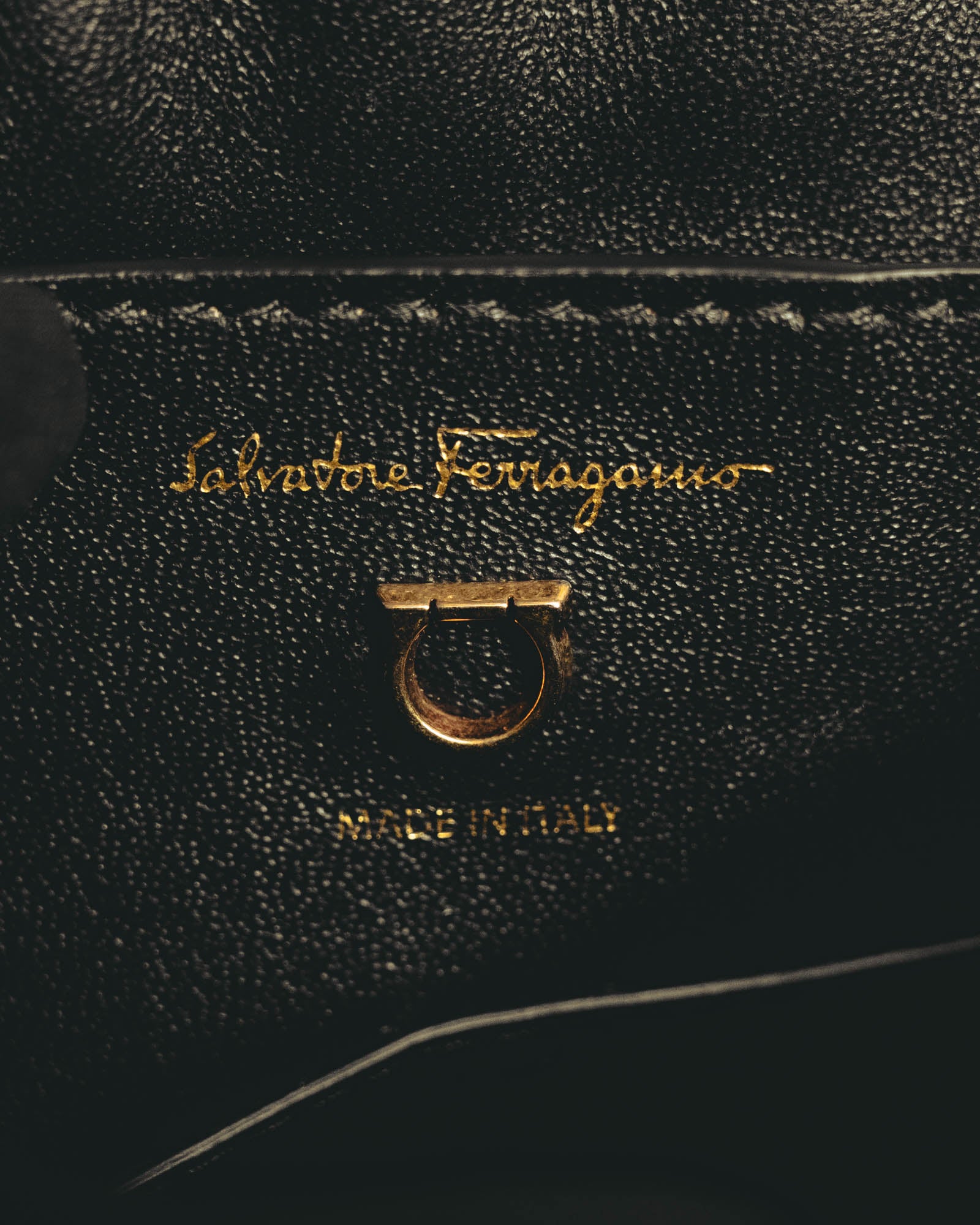 "Salvatore Ferragamo" 20's Bicolor leather top-handle bag