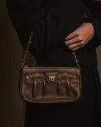 "Salvatore Ferragamo" 2000’s gathered metallic leather ball-link shoulder bag