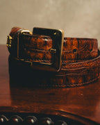 -SPECIAL- “LOEWE” 80’s-90’s Crocodile pattern anagram leather belt