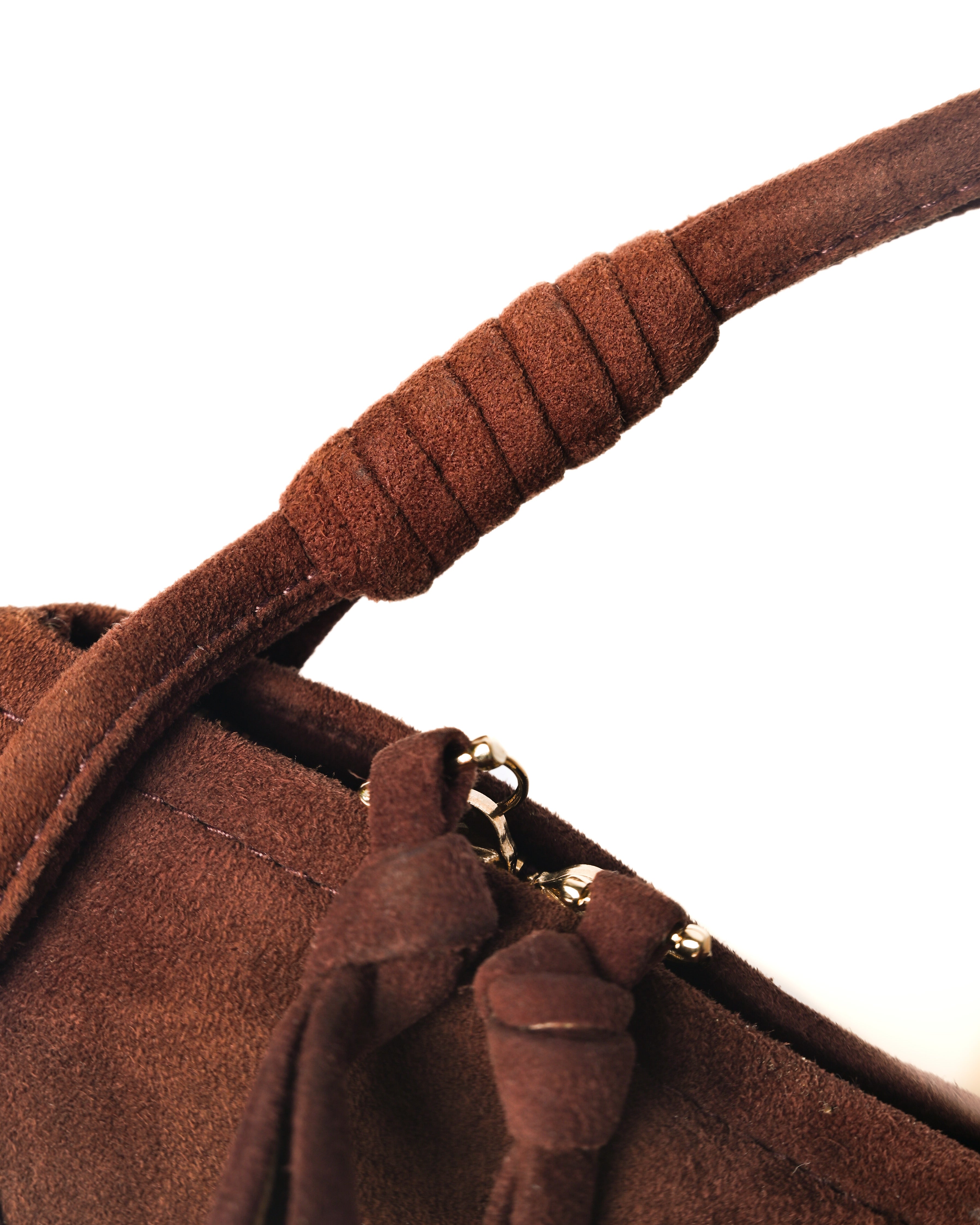 BOTTEGA VENETA/ Intrecciato Beautiful Suede Handbag Red Brown