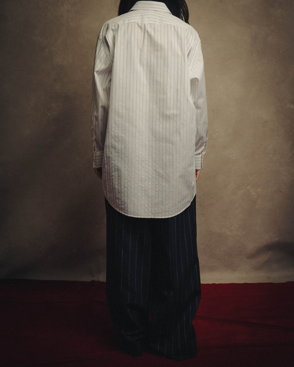 -SPECIAL- “HERMES” 80’s tonal jacquard pinstripe French cuff shirt