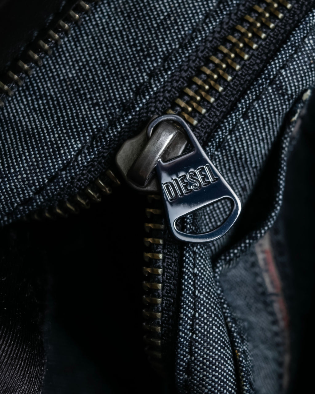 "DIESEL" Silver stud design leather one shoulder bag